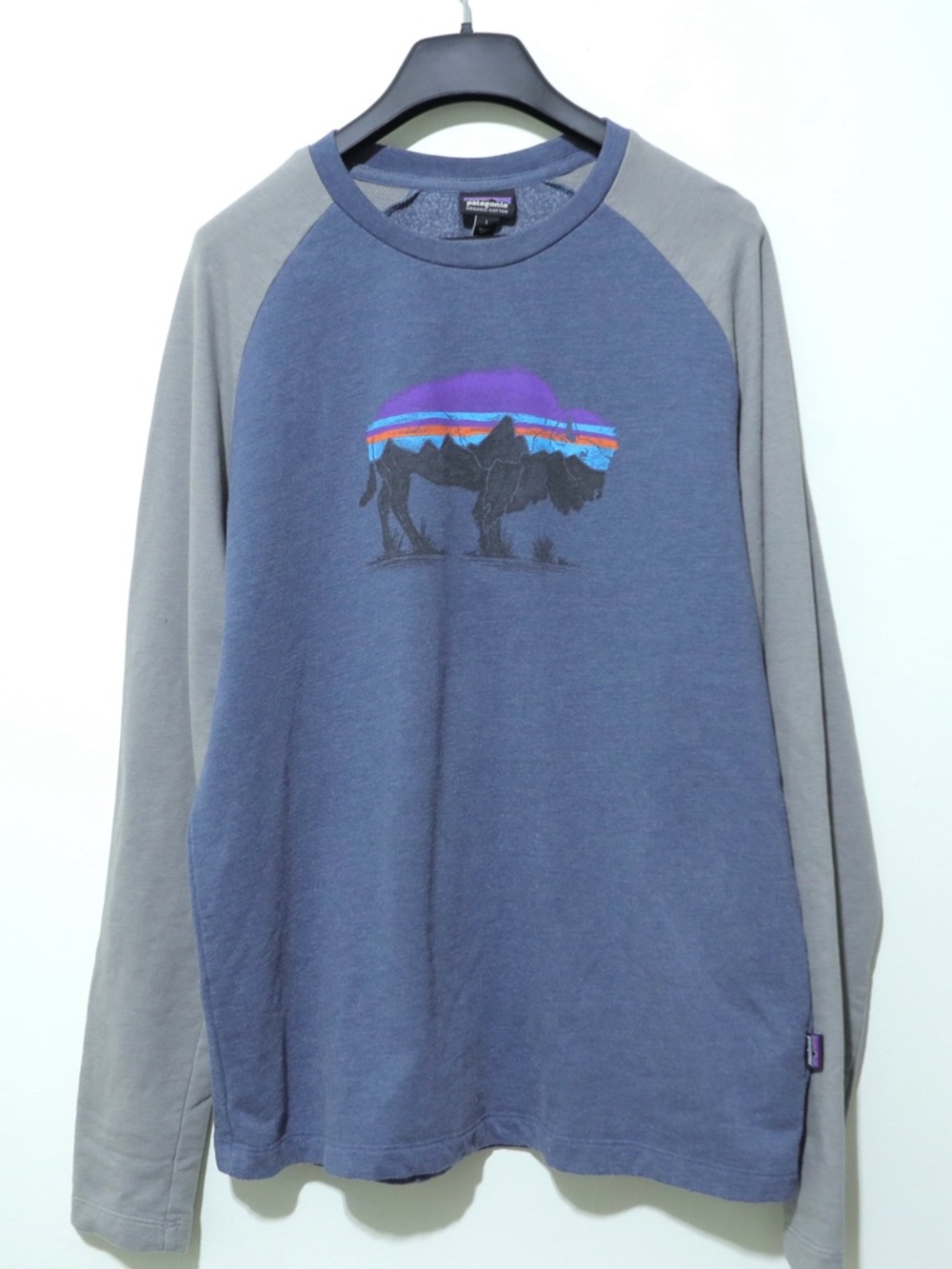 Patagonia sweatshirt men’s large Fitz Roy Bison Lightweight Crewneck Blue Gray